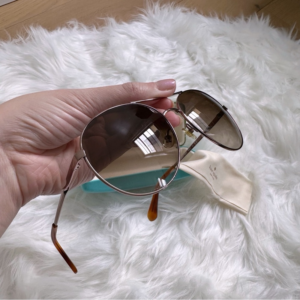 Kate Spade Aviator Sunglasses with Brown Glitter - Picture 9 of 12